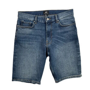 SH537 Mens H&M Slim Fit Stretch Trendy Denim Jean Shorts 30